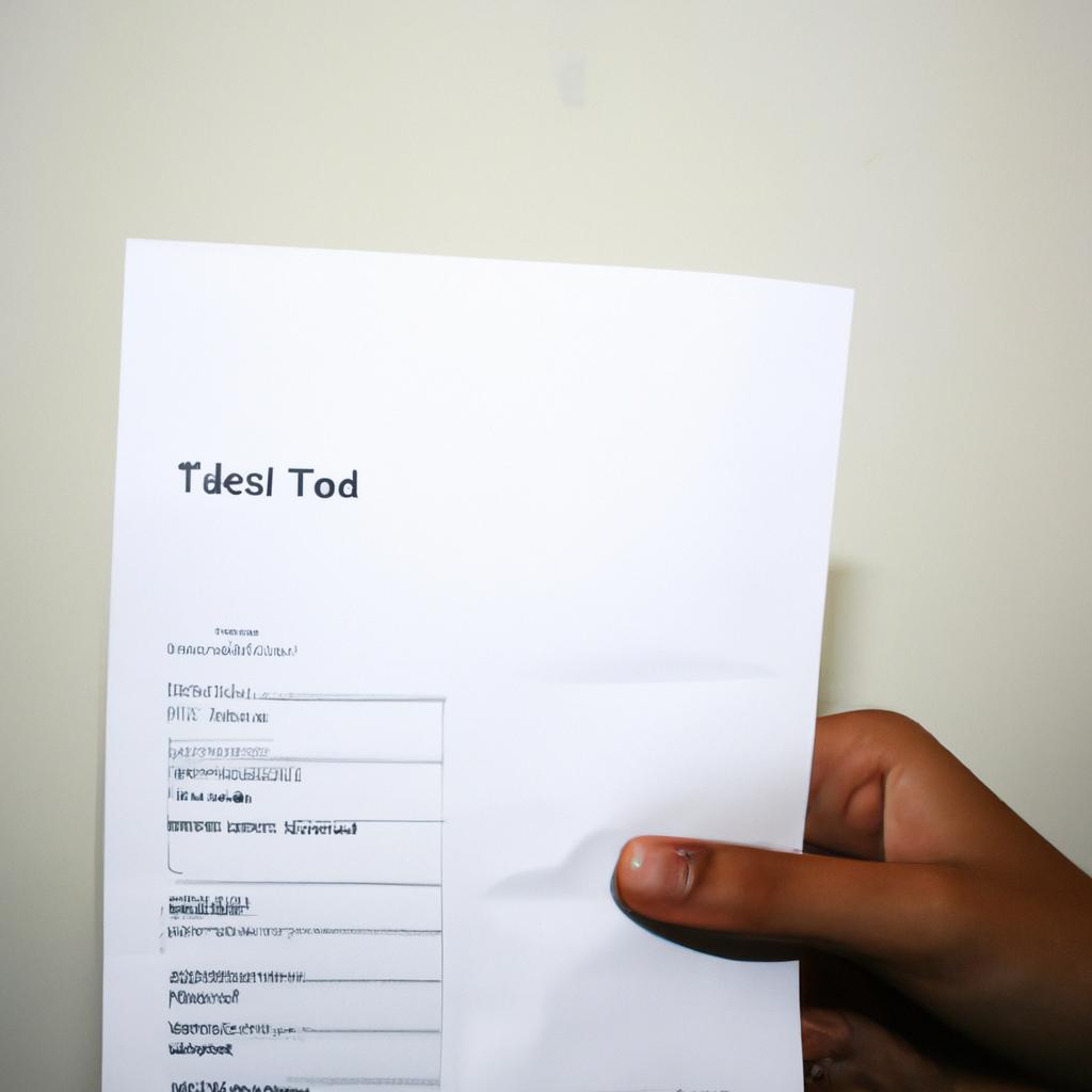 Person holding a test paper